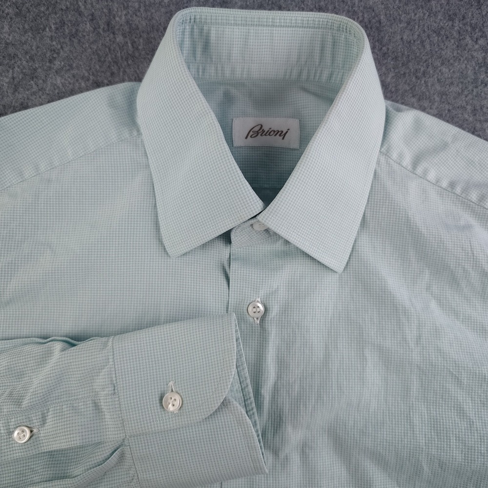 Brioni Dress Shirt Mens Large 15.5 Long Sleeve Point Collar Button Up Italy